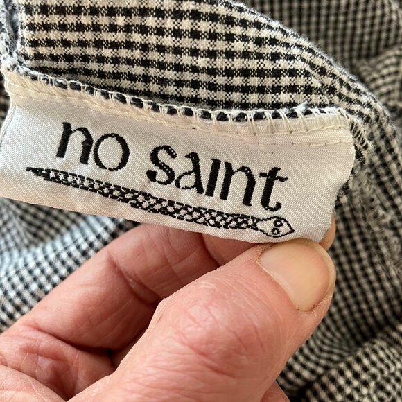 'No Saint' Seersucker Cotton Vest (wm M/S) and Pant (wm Med) Ensemble - Picture 6 of 10